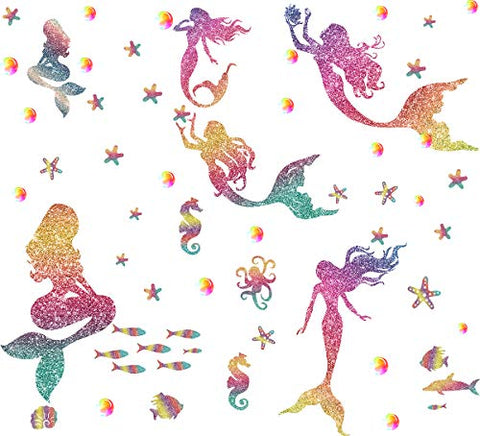Mermaid Wall Decals Girls Bedroom Decor Mermaid Party Supplies Peel and Stick Decals