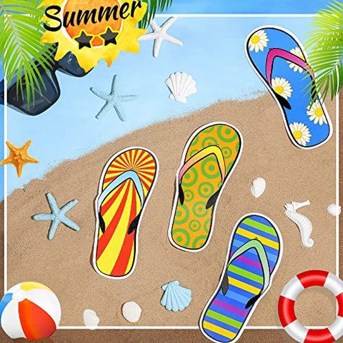 74 Pieces Flip-Flop Accents Colorful Flip-Flop Cutouts Summer Bulletin Board Wall Decor Hawaiian Beach Party Cutouts with Glue Point Dots for Classroom Party Decoration