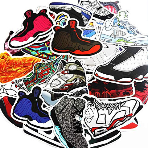 CHengQiSM Sneakers Stickers 100pcs Laptop Cool Not Repeating Sneakers Decals for Laptop,Cars,Motorcycle,Bicycle,Luggage,Graffiti,Skateboard Stickers Hippie Waterproof for Kids Adult Wall Decor
