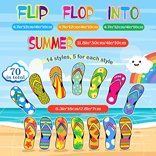 74 Pieces Flip-Flop Accents Colorful Flip-Flop Cutouts Summer Bulletin Board Wall Decor Hawaiian Beach Party Cutouts with Glue Point Dots for