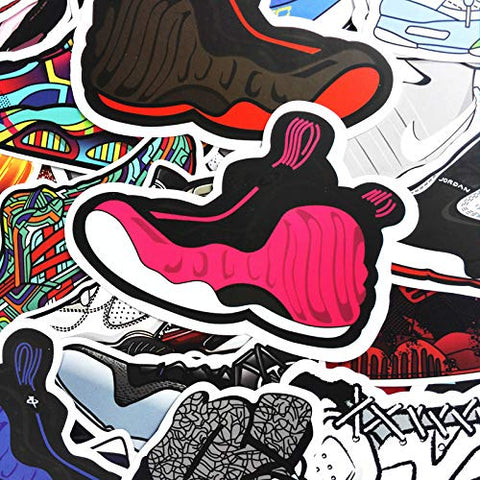 CHengQiSM Sneakers Stickers 100pcs Laptop Cool Not Repeating Sneakers Decals for Laptop,Cars,Motorcycle,Bicycle,Luggage,Graffiti,Skateboard Stickers Hippie Waterproof for Kids Adult Wall Decor