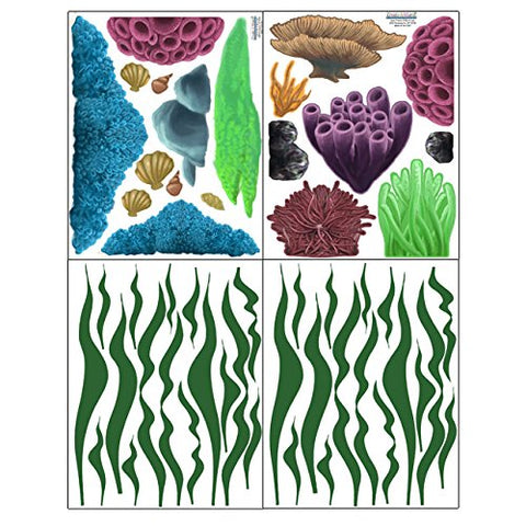 Create-A-Mural Coral Reef & Seaweed, Ocean Wall Decals, Undersea Decor Stickers for Kids Room (34) Underwater Sea Wall Stickers, Boys Girls Toddler Baby Nursery Bedroom, Playroom, Bathroom, Vinyl Art