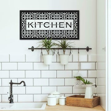 KITCHEN TILE AND TYPE FRAMED WALL ART