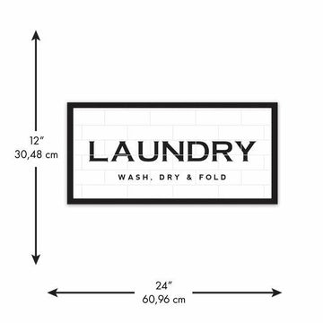LAUNDRY WASH DRY & FOLD TILE AND TYPE FRAMED WALL ART