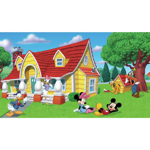 MICKEY & FRIENDS CHAIR RAIL PREPASTED MURAL 6' X 10.5' - ULTRA-STRIPPABLE