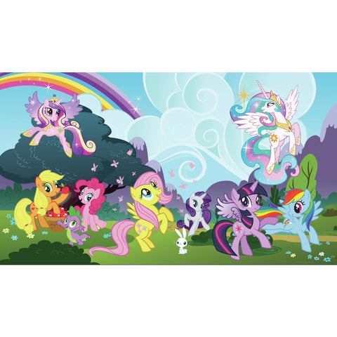 MY LITTLE PONY PONYVILLE XL CHAIR RAIL PREPASTED MURAL 6' X 10.5' - ULTRA-STRIPPABLE