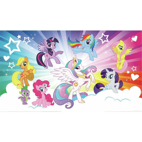 MY LITTLE PONY CLOUD XL CHAIR RAIL PREPASTED MURAL 6' X 10.5' - ULTRA-STRIPPABLE