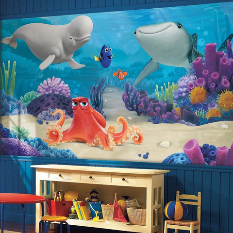 FINDING DORY XL CHAIR RAIL PREPASTED MURAL 6' X 10.5' - ULTRA-STRIPPABLE