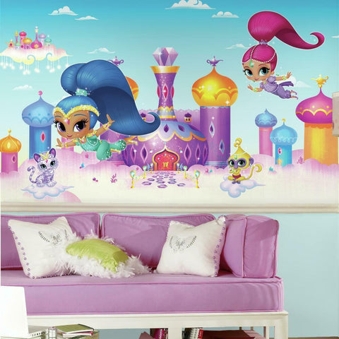 SHIMMER AND SHINE XL CHAIR RAIL PREPASTED MURAL 6' X 10.5' - ULTRA-STRIPPABLE