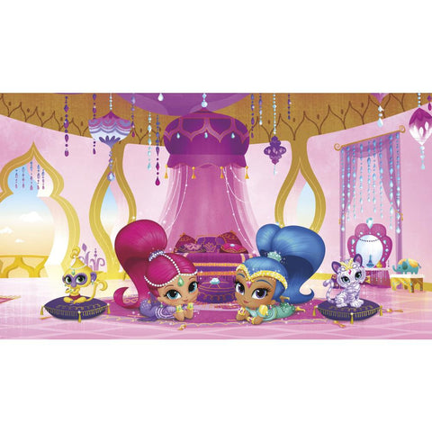 SHIMMER AND SHINE GENIE PALACE XL CHAIR RAIL PREPASTED MURAL 6' X 10.5' - ULTRA-STRIPPABLE