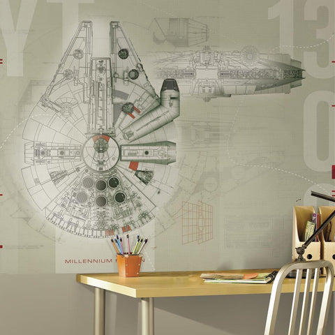 STAR WARS MILLENNIUM FALCON PREPASTED MURAL 6' X 7.5' - ULTRA-STRIPPABLE