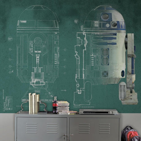 STAR WARS R2-D2 PREPASTED MURAL 6' X 7.5' - ULTRA-STRIPPABLE