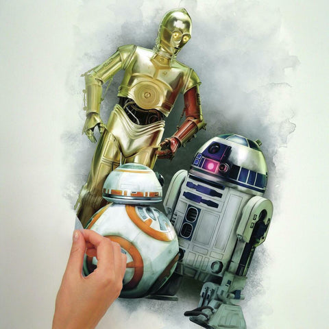 STAR WARS THE FORCE AWAKENS EP VII R2D2, C3PO, BB-8 PEEL AND STICK GIANT WALL GRAPHIC