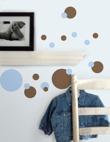 Just Dots Blue/Brown Peel & Stick Wall Decals image