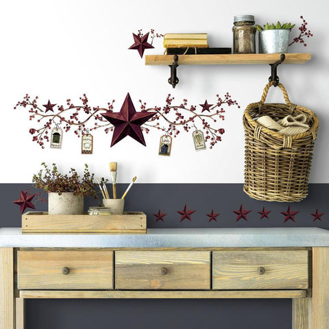 COUNTRY STARS & BERRIES PEEL & STICK WALL DECALS