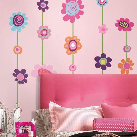 FLOWER STRIPE PEEL & STICK GIANT WALL DECAL