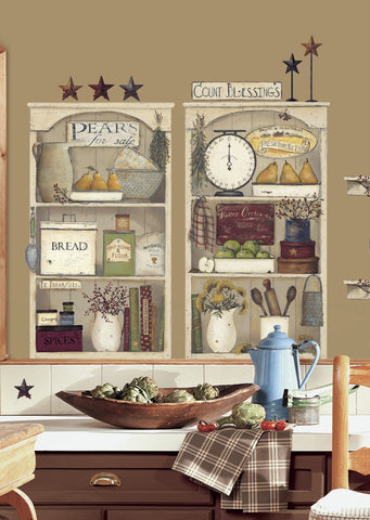 Country Kitchen Shelves Peel & Stick Giant Wall Decals image
