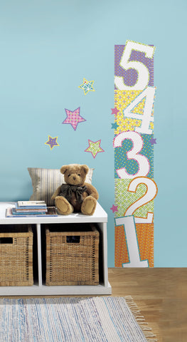 Patterned Numbers Peel and Stick Growth Chart Wall Decals image