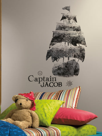 Personalized Captain Peel and Stick Giant Wall Decals image