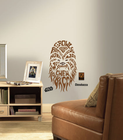 Star Wars Typographic Chewbacca Peel and Stick Giant Wall Decals