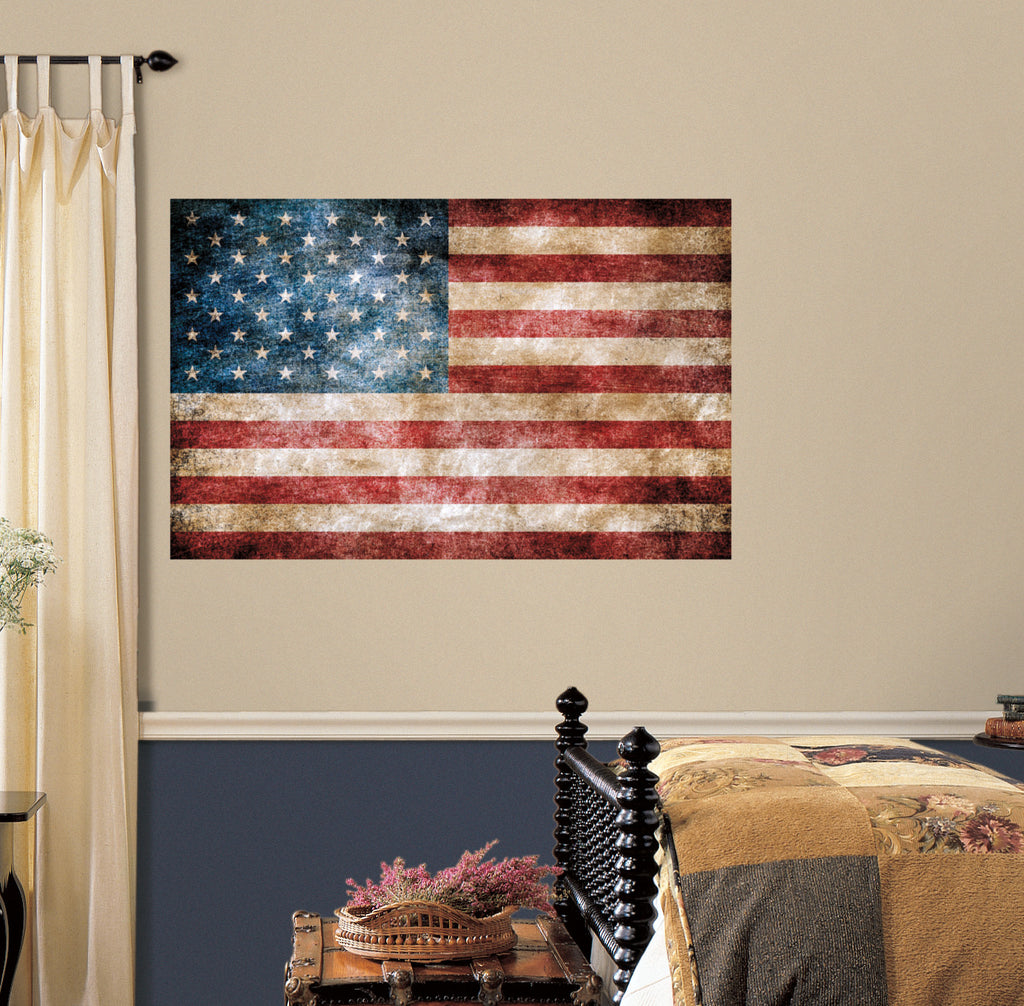 Vintage American Flag Peel and Stick Giant Wall Decals image
