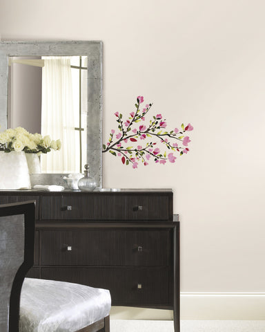 Pink Blossom Branches Peel and Stick Wall Decals image