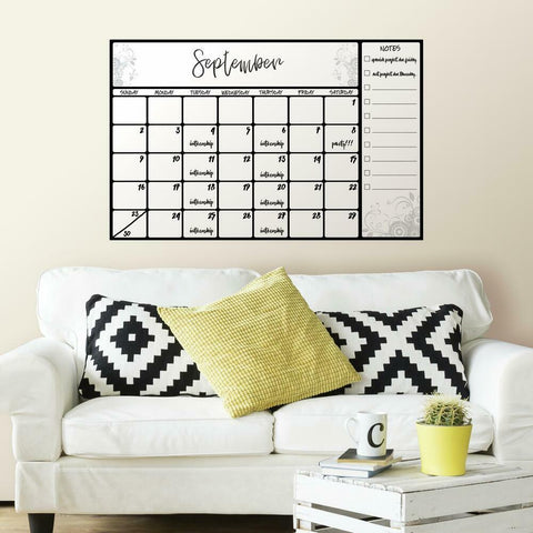 SCROLL DRY ERASE CALENDAR PEEL AND STICK WALL DECALS