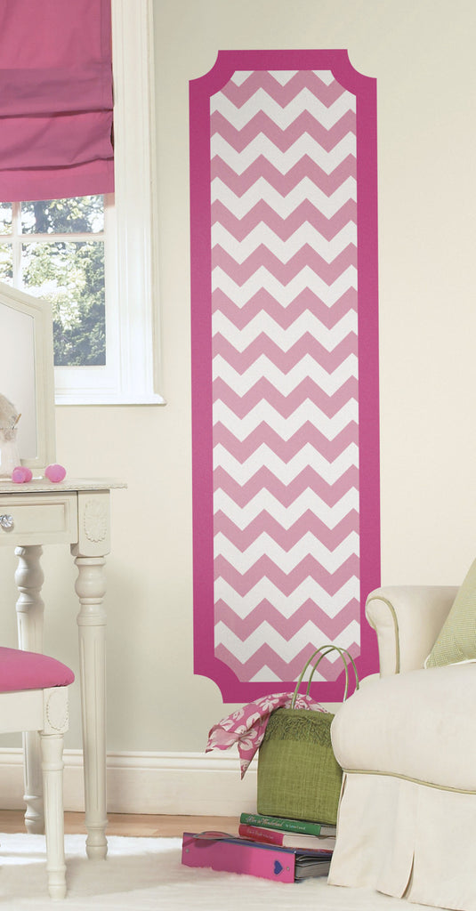 Pink and White Chevron Peel and Stick Deco Panel image