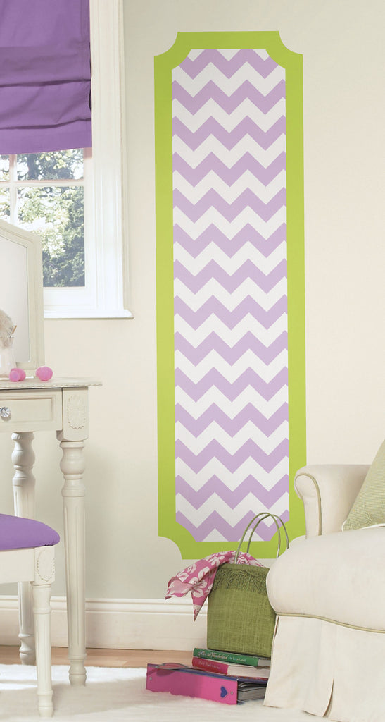 Lime and Lilac Chevron Peel and Stick Deco Panel image