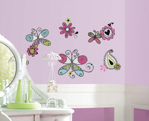 Glitter Doodlerific Floral Peel and Stick Wall Decals image