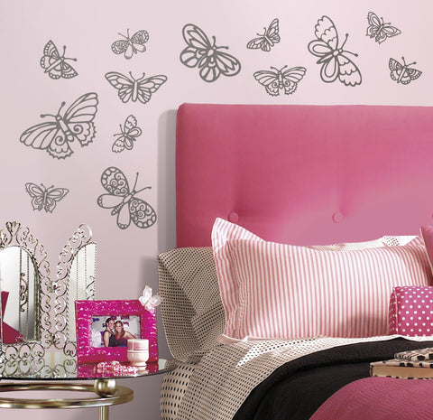 Glitter Butterflies Peel and Stick Wall Decals image