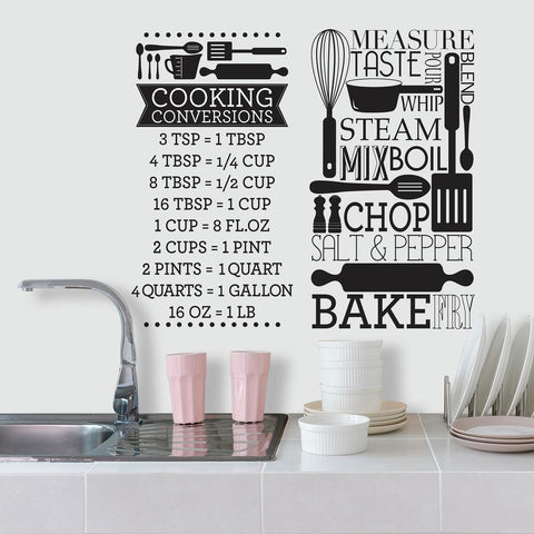 COOKING CONVERSIONS PEEL AND STICK WALL DECALS