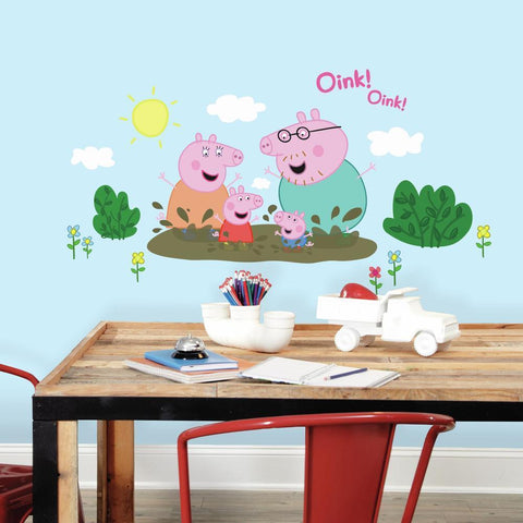 PEPPA THE PIG - FAMILY MUDDY PUDDLES PEEL AND STICK GIANT WALL DECALS