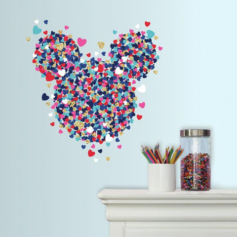 MINNIE MOUSE HEART CONFETTI PEEL AND STICK GIANT WALL DECALS WITH GLITTER