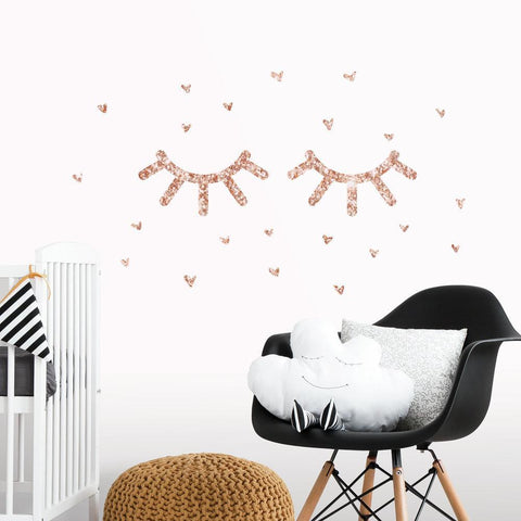 EYELASH PEEL AND STICK WALL DECALS WITH GLITTER