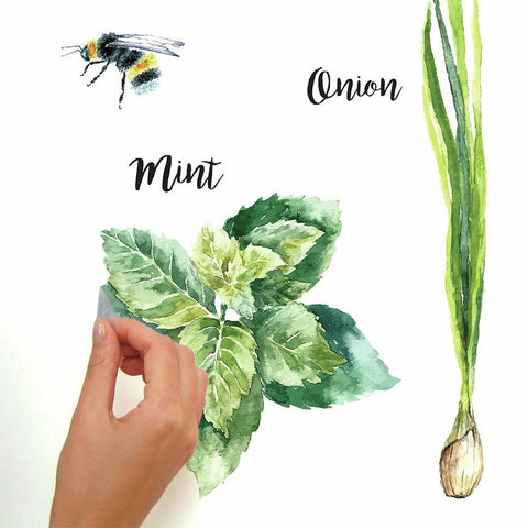 WATERCOLOR HERB PEEL AND STICK WALL DECALS