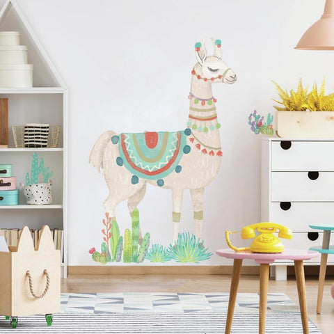 WATERCOLOR LLAMA PEEL AND STICK GIANT WALL DECALS