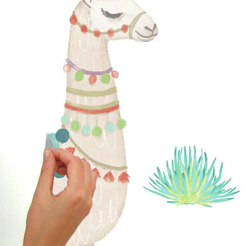 WATERCOLOR LLAMA PEEL AND STICK GIANT WALL DECALS