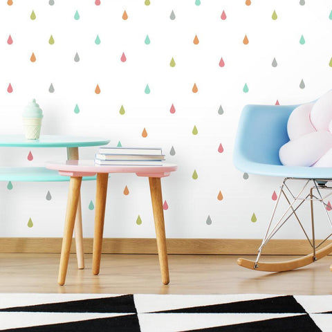 PASTEL RAINDROP PEEL AND STICK WALL DECALS