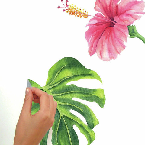 TROPICAL HIBISCUS FLOWER PEEL AND STICK WALL DECALS