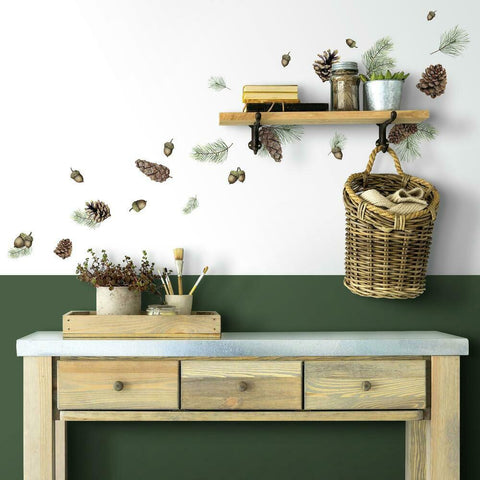 ACORN AND PINECONE PEEL AND STICK WALL DECALS