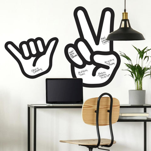 PEACE HAND DRY ERASE PEEL AND STICK GIANT WALL DECALS