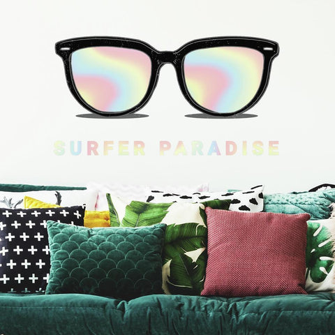 HOLOGRAPHIC SUNGLASSES PEEL AND STICK GIANT WALL DECAL