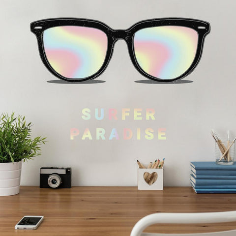HOLOGRAPHIC SUNGLASSES PEEL AND STICK GIANT WALL DECAL