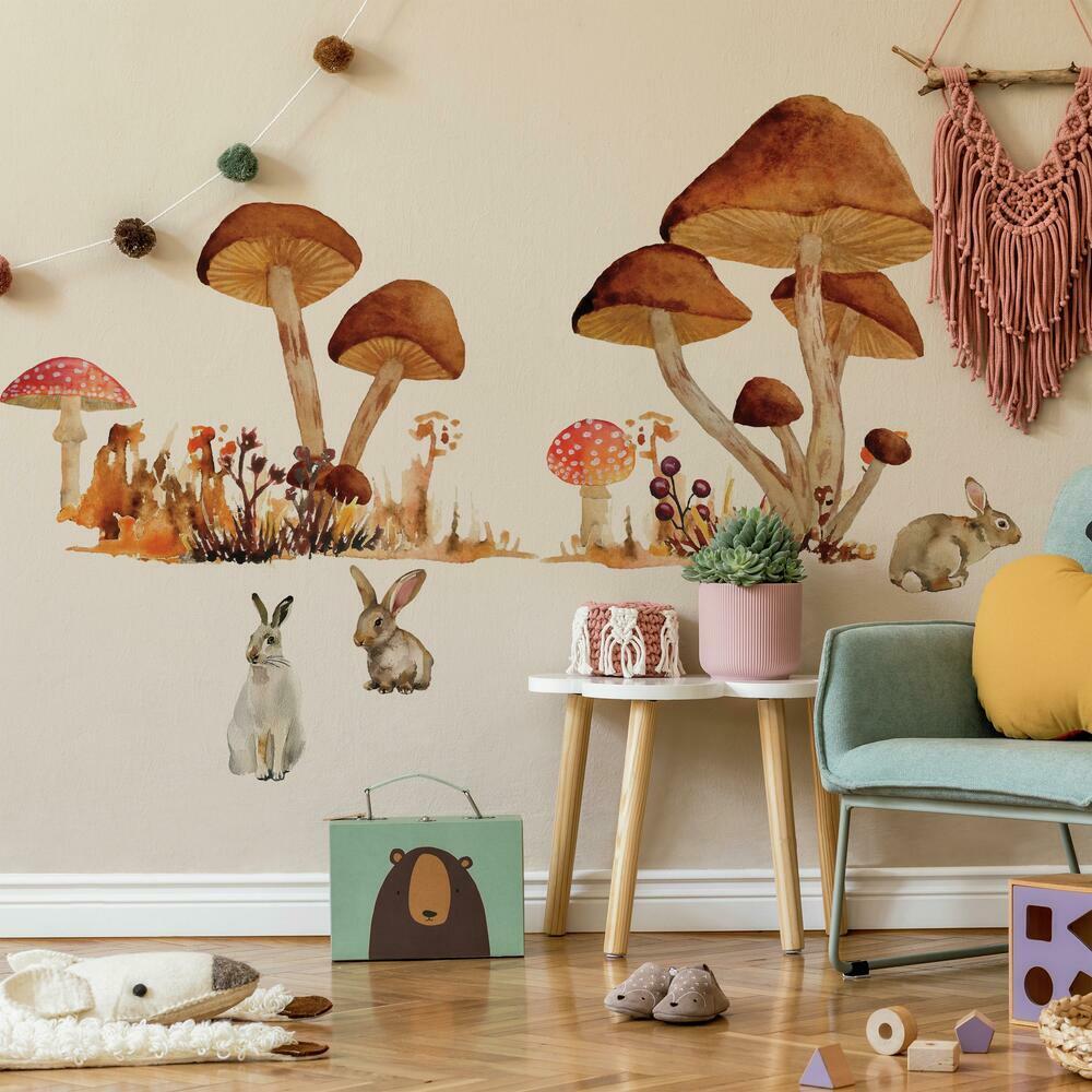 Wild Mushrooms Peel And Stick Removable Wallpaper  Love vs Design