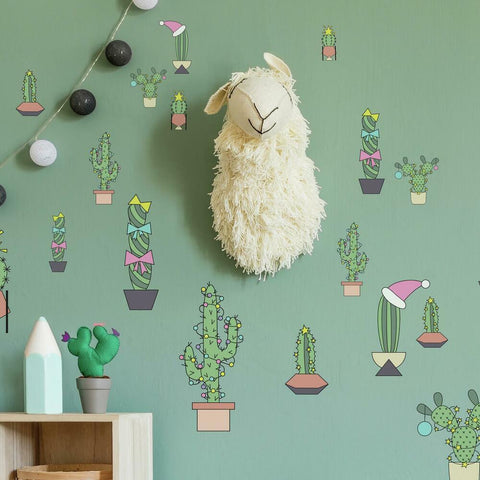 CHRISTMAS CACTI PEEL AND STICK WALL DECALS