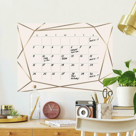 BLUSH BEAUTY DRY ERASE CALENDAR PEEL AND STICK GIANT WALL DECALS