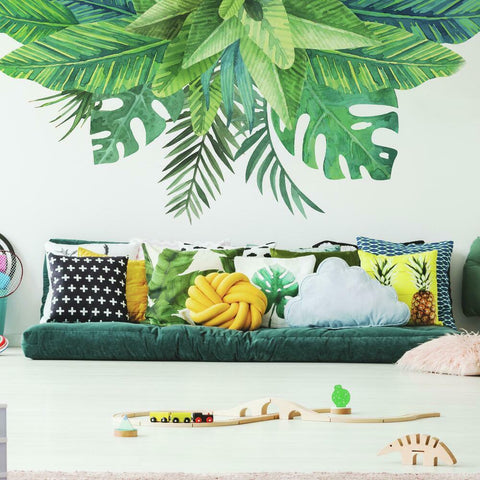 WATERCOLOR TROPICAL LEAVES PEEL AND STICK GIANT WALL DECALS