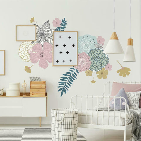 PERENNIAL BLOOMS PEEL AND STICK GIANT WALL DECALS