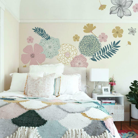 PERENNIAL BLOOMS PEEL AND STICK GIANT WALL DECALS